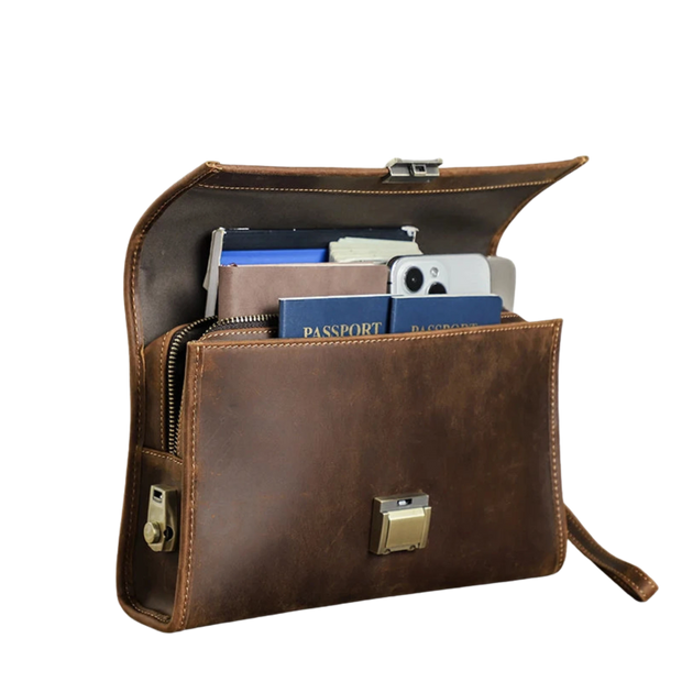Pochette Homme Cuir Vintage ouvert