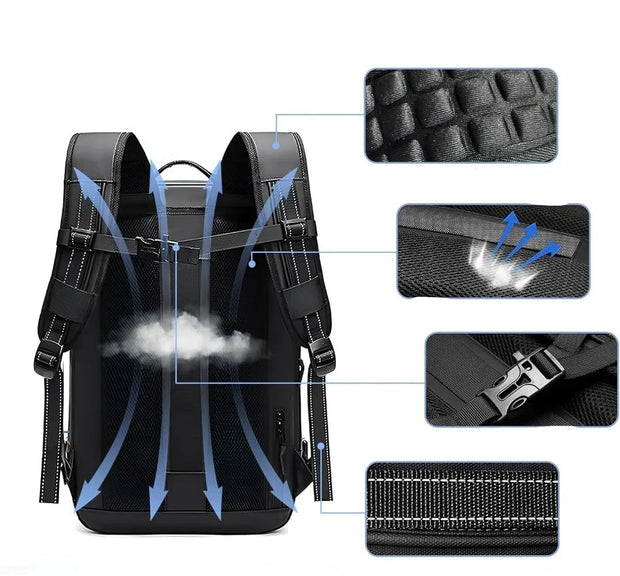 Sac à Dos Unisexe Professionnel de Voyage Compressible -II / Port  USB / Pompe Électrique respirant
