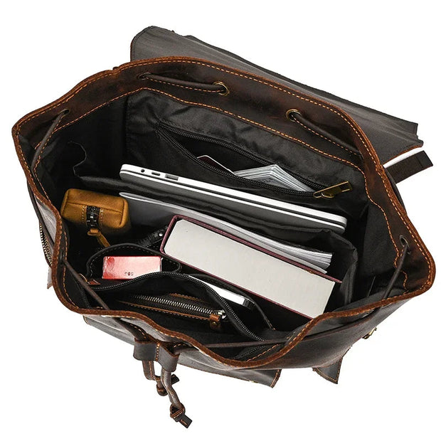 Sac a Dos Unisexe Cuir Vintage compartiment