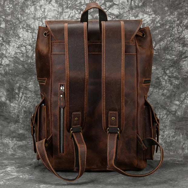 Sac a Dos Unisexe Cuir Vintage vue de dos