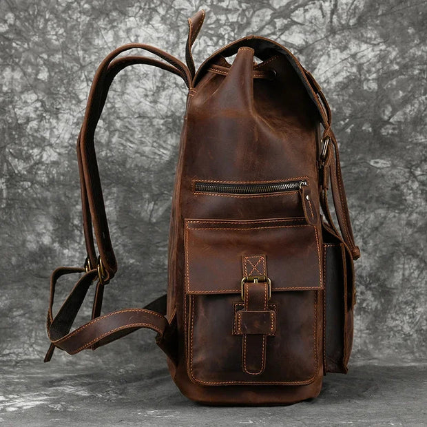 Sac a Dos Unisexe Cuir Vintage vue de profil