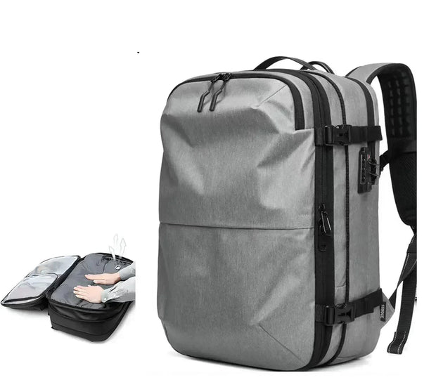 Sac a Dos Unisexe Professionnel de Voyage Compressible argent