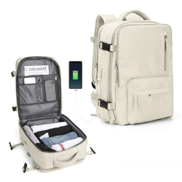 Sac a dos Unisexe Professionnel de Voyage / Port USB beige 2