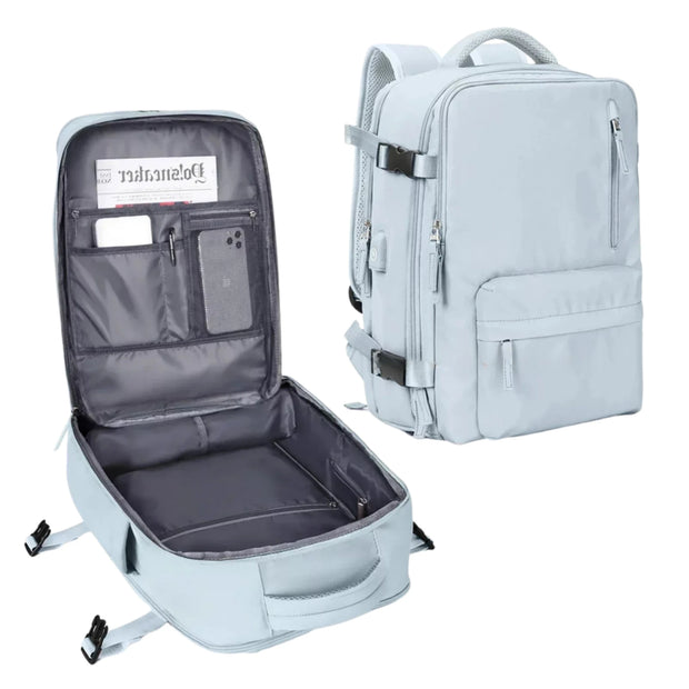 Sac a dos Unisexe Professionnel de Voyage / Port USB bleu ciel