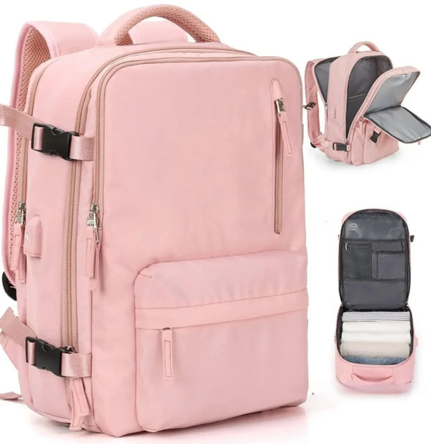 Sac a dos Unisexe Professionnel de Voyage / Port USB rose