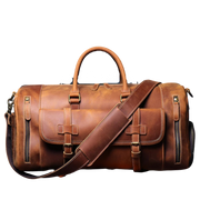 Sac de Voyage Vintage Cuir Véritable marron exemple 
