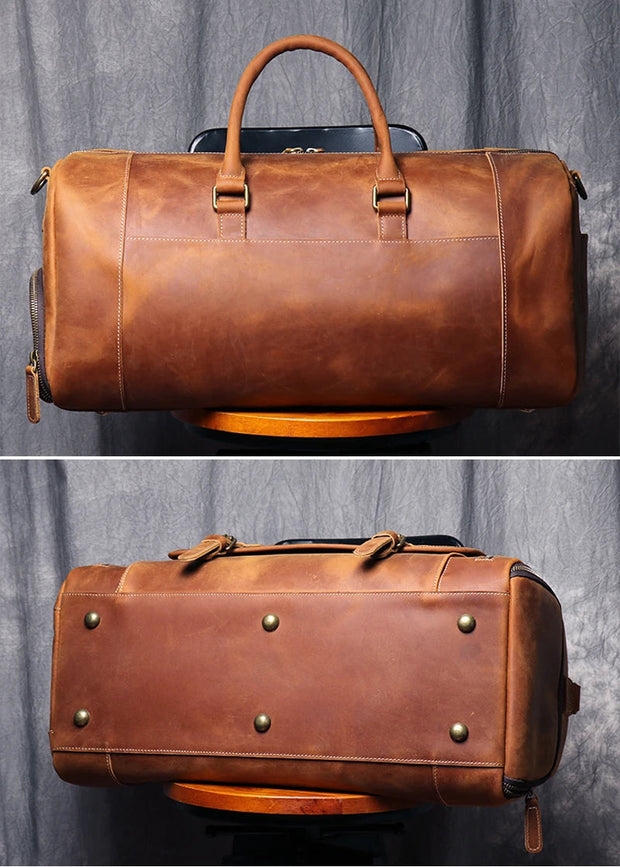Sac de Voyage Vintage Cuir Véritable vue de dessous 
